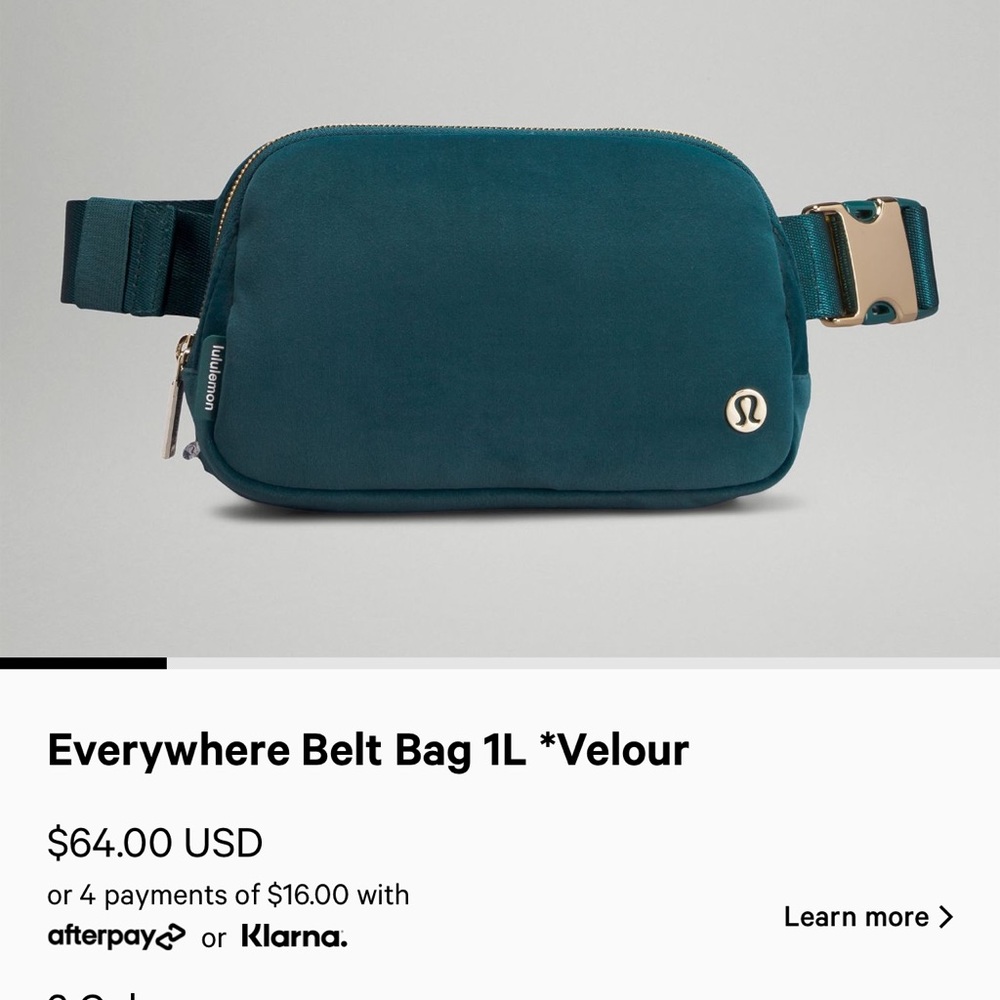 Lululemon velour belt bag